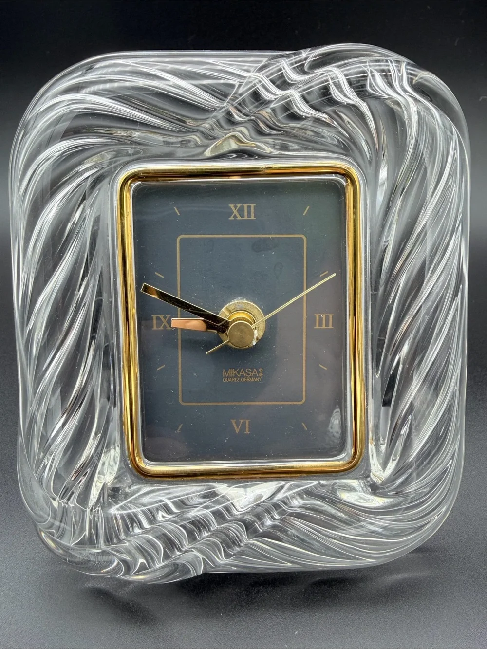 Vintage Mikasa Quartz Germany Crystal Glass Table Clock